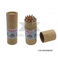 12色木顏色筆連紙筒